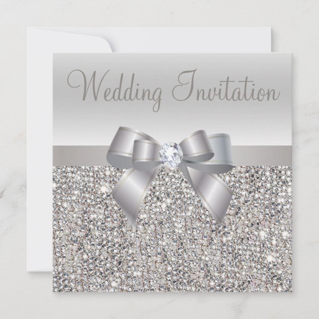 Invitación Secuencias plateadas, bodas de bodas de bodas y di (Anverso)