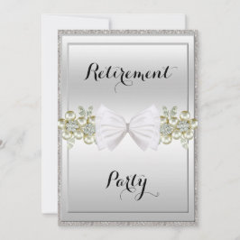 Invitación Secuencias plateadas, gemas florales y jubilación