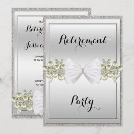 Invitación Secuencias plateadas, gemas florales y jubilación 