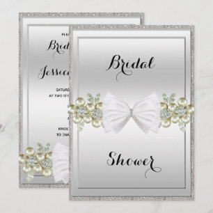 Invitación Secuencias plateadas y gemas florales Purpurina Bo