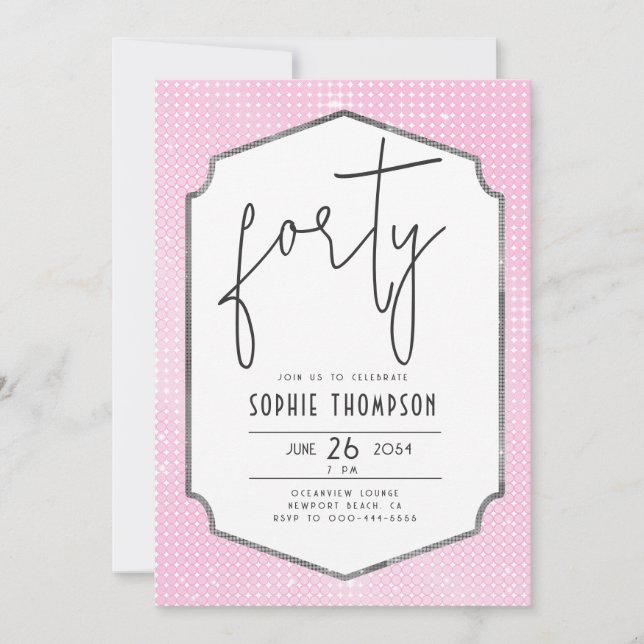 Invitación Secuencias rosadas del marco de decoración minimal (Anverso)