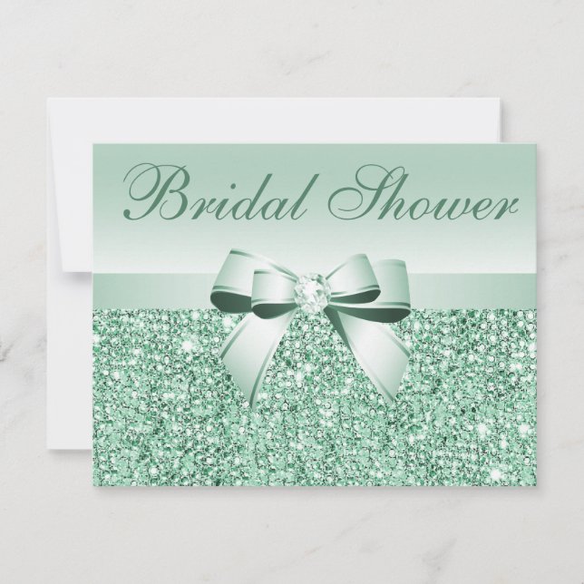 Invitación Secuencias verdes impresas, ducha de novias de bar (Anverso)