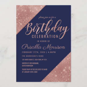 Invitación Secuestro Purpurina de la Marina de Oro Rosa