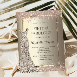 Invitación Secuins Vestido Purpurina Confetti 50 cumpleaños
