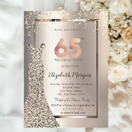 Invitación Secuins Vestir Confetti Marfil 65 cumpleaños