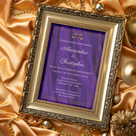 Invitación Seda morada y Boda de oro