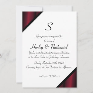 Invitación Seda roja monogramada