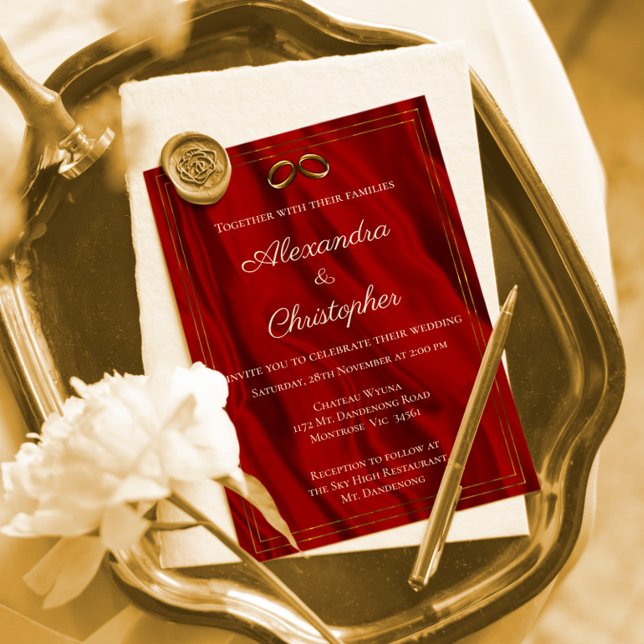 Invitación Seda roja y Boda de oro (Subido por el creador)