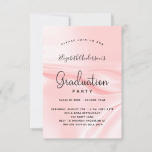 Invitación Seda satinada rosada del partido de graduación