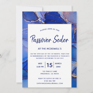 Invitación Seder de Pascua judía moderno abstracto dorado azu