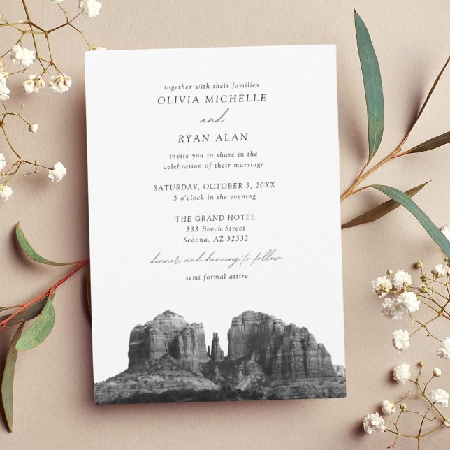 Invitación Sedona Arizona Classic Boda blanco y negro (Sedona Arizona Wedding invitation)