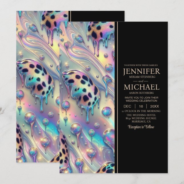 Invitación SEE BACK All-In-One Exotic Posh Wedding Invitation (Anverso / Reverso)