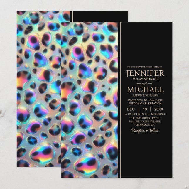 Invitación SEE BACK All-In-One Exotic Posh Wedding Invitation (Anverso / Reverso)