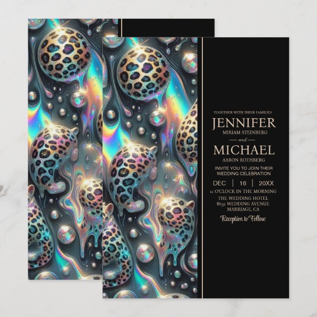 Invitación SEE BACK All-In-One Exotic Posh Wedding Invitation (Anverso / Reverso)