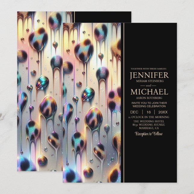 Invitación SEE BACK All-In-One Exotic Posh Wedding Invitation (Anverso / Reverso)