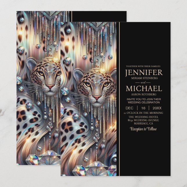 Invitación SEE BACK All-In-One Exotic Posh Wedding Invitation (Anverso / Reverso)