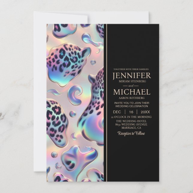 Invitación SEE BACK All-In-One Exotic Posh Wedding Invitation (Anverso)