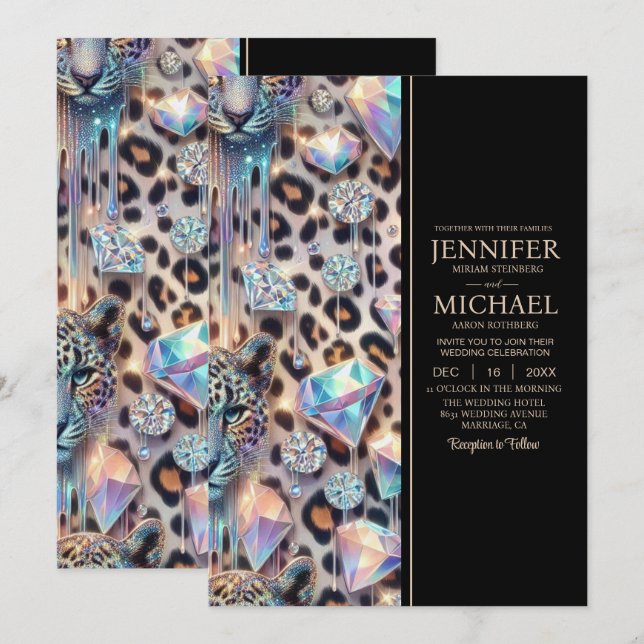 Invitación SEE BACK All-In-One Exotic Posh Wedding Invitation (Anverso / Reverso)