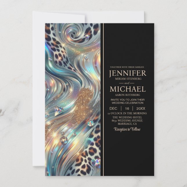 Invitación SEE BACK All-In-One Exotic Posh Wedding Invitation (Anverso)