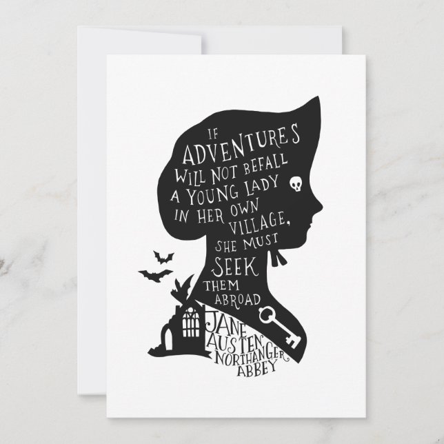 Invitación Seek Adventures Northanger Abbey Quote (Anverso)