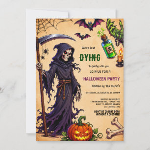Invitación Segador Estamos muriendo por ir de fiesta Hallowee