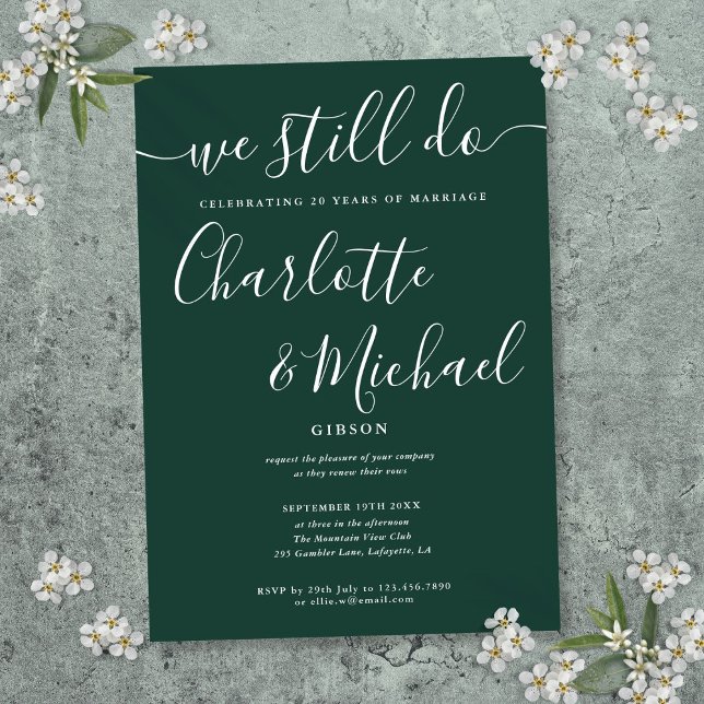 Invitación Seguimos Escribiendo Aniversario De Renovación De  (We Still Do Script Vow Renewal Anniversary Invitation)