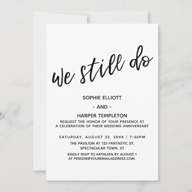 Invitación Seguimos Haciendo Aniversario Moderno Simple De La (Anverso)