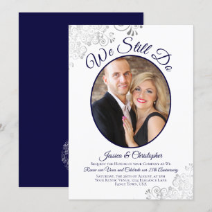 Invitación Seguimos haciendo azul marino a Boda blanco promet