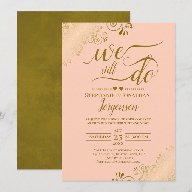 Invitación Seguimos Haciendo Elegante Peach Coral Y Renovació (Anverso / Reverso)