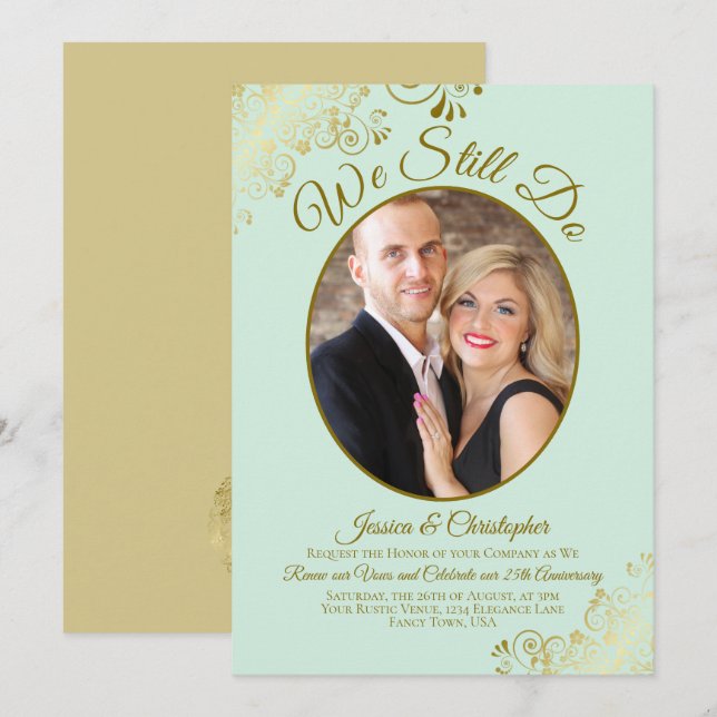Invitación Seguimos Haciendo Renovación De Votos De Los Bodas (Anverso / Reverso)