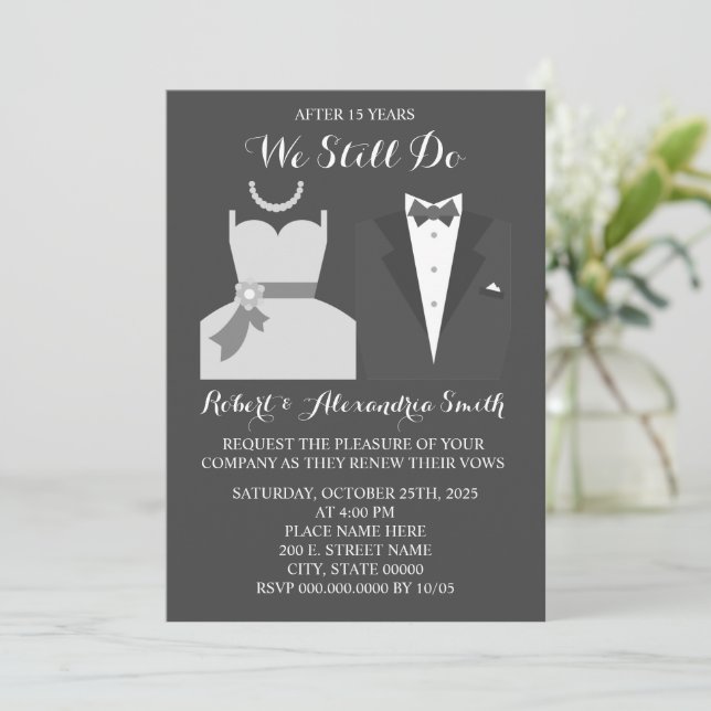 Invitación Seguimos Renovando Aniversario Boda  (Anverso de pie)