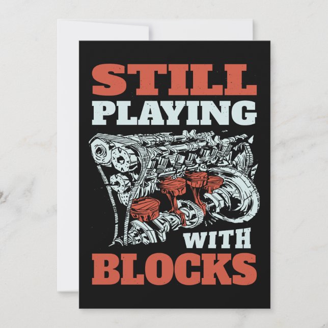 Invitación Seguir jugando con bloques Mecánica (Anverso)