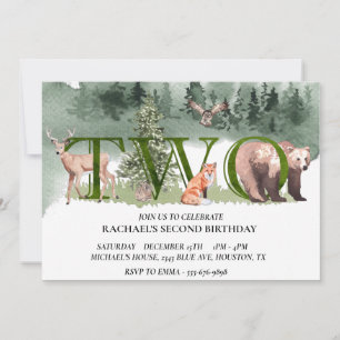 Invitación Segunda acuarela de Woodland Bear Deer