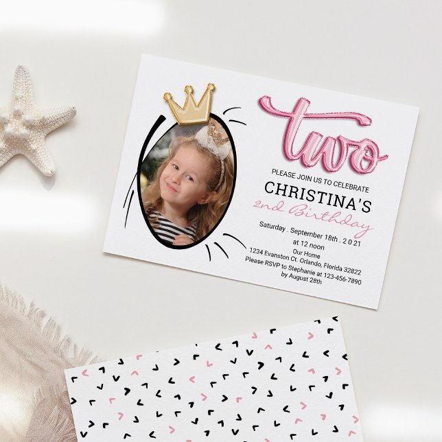 Invitación Segunda fiesta de cumpleaños, pequeña foto de prin (Subido por el creador)