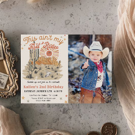 Invitación Segunda foto de cumpleaños de Cowboy Occidental