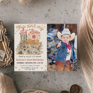 Invitación Segunda foto de cumpleaños de Cowboy Occidental
