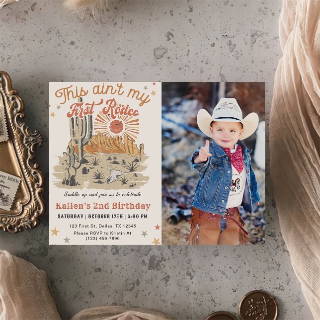 Invitación Segunda foto de cumpleaños de Cowboy Occidental (Subido por el creador)