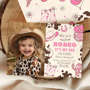 Invitación Segunda foto de cumpleaños de vaquera de rodeo occ