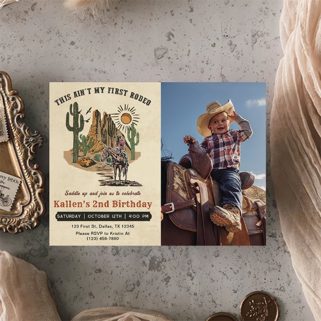Invitación Segunda foto de cumpleaños del Rodeo Occidental Co (Subido por el creador)