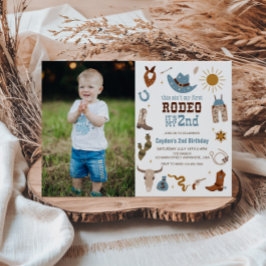 Invitación Segunda Foto de Cumpleaños Rodeo Western Cowboy 2º