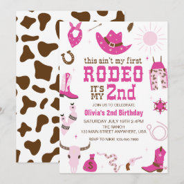 Invitación Segunda Rodeo Western Cowgirl Cumpleaños 2