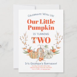 Invitación Segundo Cumpleaños Cae Nuestra Pequeña Calabaza Ac