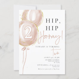 Invitación Segundo cumpleaños de Chica de globo rosa