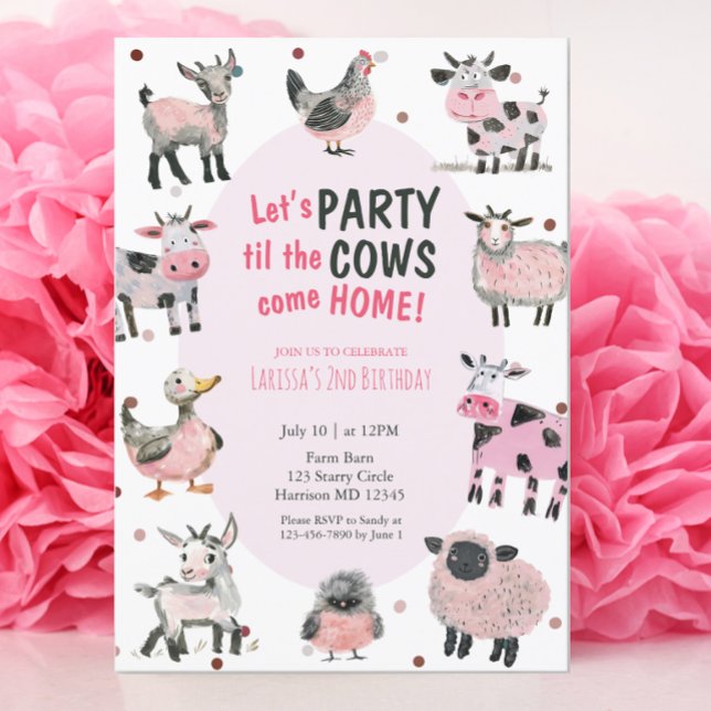 Invitación Segundo cumpleaños de Chicas de la granja de vacas (Subido por el creador)
