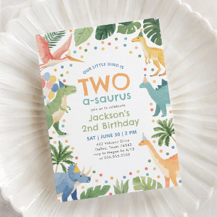 Invitación Segundo cumpleaños de Dinosaurio