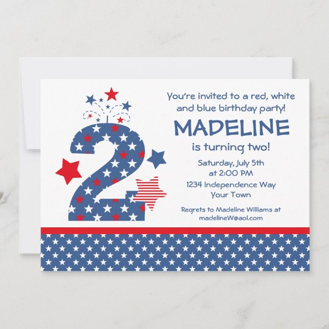 Invitación Segundo cumpleaños de Firecracker (Anverso)