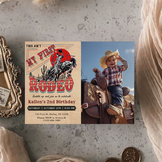 Invitación Segundo cumpleaños de la foto del Rodeo Occidental (Subido por el creador)