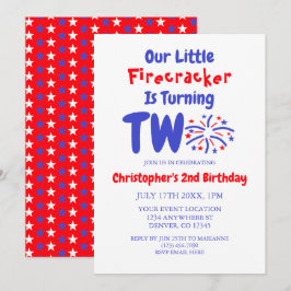 Invitación Segundo cumpleaños de Little Firecracker