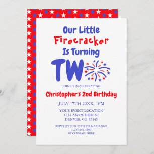 Invitación Segundo cumpleaños de Little Firecracker