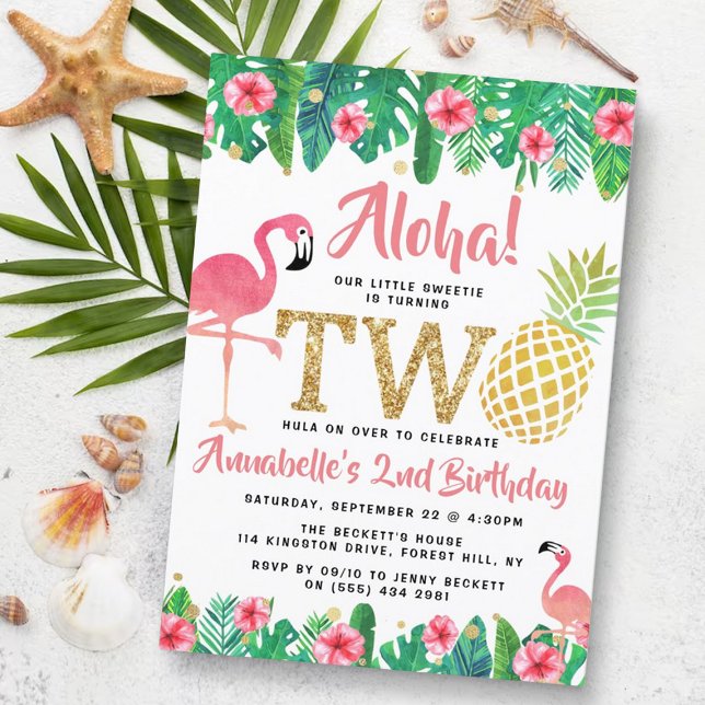 Invitación Segundo cumpleaños de los Chicas de Summer Beach L (Subido por el creador)